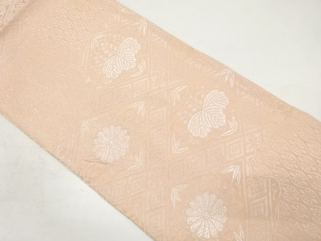 JAPANESE KIMONO / ANTIQUE FUKURO OBI / SILK / WOVEN KIKU